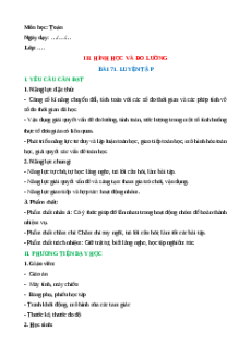 Giáo án Bài 71: Luyện tập Toán lớp 5 Cánh diều