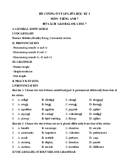Đề cương ôn tập Giữa kì 1 Tiếng Anh 7 Global Success