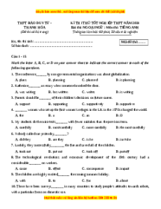 Đề thi thử tốt nghiệp Tiếng Anh trường THPT Đào Duy Từ - Thanh Hóa năm 2024