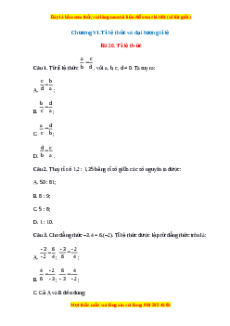 Trắc nghiệm Tỉ lệ thức Toán 7 Kết nối tri thức