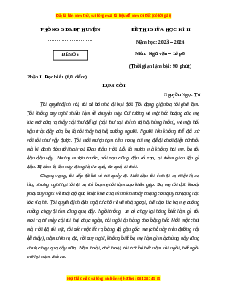 Đề thi giữa kì 2 Ngữ văn 8 Kết nối tri thức (Đề 5)