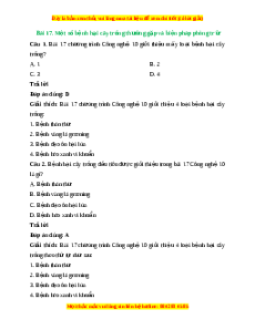 Trắc nghiệm Bài 17: Một số bệnh hại cây trồng thường gặp và biện pháp phòng trừ