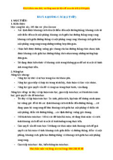 Giáo án Khoảng cách Toán 11 Cánh diều