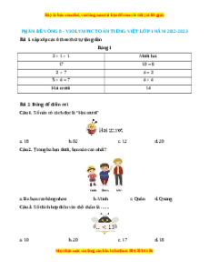 Đề thi Violympic Toán lớp 1 Vòng 8 có lời giải