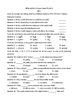 Đề thi Cuối kì 1 Tiếng Anh 9 Ilearn Smart world (Đề 3 kèm file nghe)