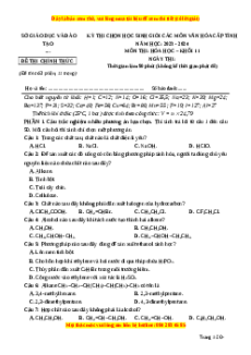 Đề thi HSG Hóa 11 năm 2023-2024 (Đề 2) có lời giải