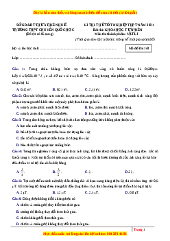 Đề thi thử Vật Lí trường Quốc Học Huế năm 2021
