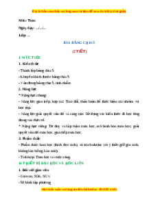 Giáo án Bảng chia 5 Toán 2 Chân trời sáng tạo