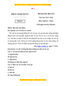 Đề thi giữa kì 1 Ngữ văn 6 Cánh diều (đề 2)