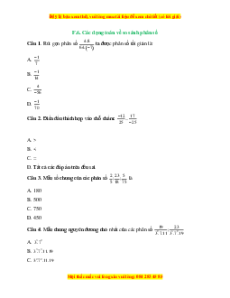 Trắc nghiệm So sánh phân số. Hỗn số dương Toán 6 Kết nối tri thức
