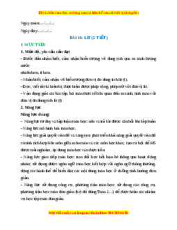 Giáo án Lít Toán lớp 2 Kết nối tri thức