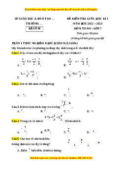 Đề thi giữa học kì 1 Toán 7 Chân trời sáng tạo có đáp án (Đề 8)
