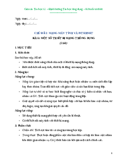 Giáo án Bài 3: Một số thiết bị mạng thông dụng Tin học 12 Kết nối tri thức