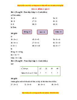 Giải Sgk Toán lớp 3 Bài 23: Bảng chia 9 (Cánh diều)