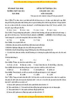 Đề thi thử Sinh Học trường Chuyên Thái Bình lần 1 năm 2021