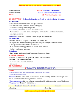 Giáo án Unit 8: Shopping Tiếng Anh 8 Global success