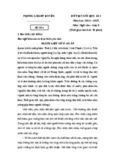 Đề thi Cuối kì 1 Ngữ văn 9 Chân trời sáng tạo 2024 (Đề 4)