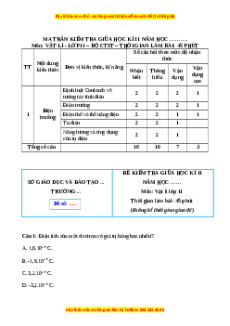 Đề thi giữa kì 2 Vật lí 11 Chân trời sáng tạo (Đề 1)
