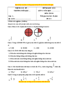 Đề thi cuối kì 2 Toán lớp 4 Chân trời sáng tạo - Đề 4