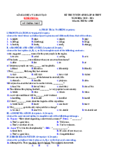 Đề thi vào 10 Tiếng Anh Tỉnh Bình Phước năm 2023-2024