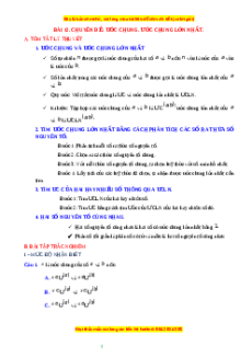 Chuyên đề Ước chung và ước chung lớn nhất Toán 6 Cánh diều