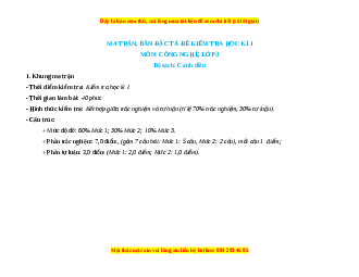 Đề thi cuối kì 1 Công nghệ lớp 3 Cánh diều (Đề 2)