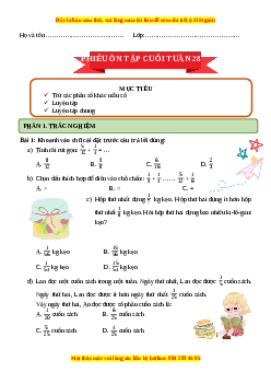 Bài tập cuối tuần Toán 4 Tuần 28 Cánh diều