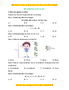Đề thi giữa kì 2 Toán lớp 1 Kết nối tri thức - Đề 2