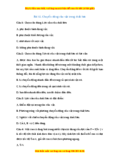 Trắc nghiệm Chuyển động của vật trong chất lưu Vật lí 10 Chân trời sáng tạo