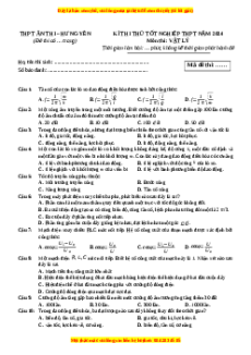 Đề thi thử tốt nghiệp Vật lí trường THPT Ân Thi - Hưng Yên năm 2024