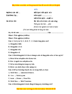 Đề thi cuối kì 1 Tin học lớp 4 Kết nối tri thức - Đề 2