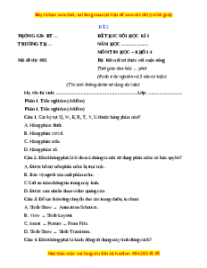 Đề thi cuối kì 1 Tin học lớp 4 Kết nối tri thức - Đề 2
