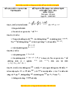 Đề thi vào 10 Toán Tỉnh Thanh Hóa năm 2023-2024