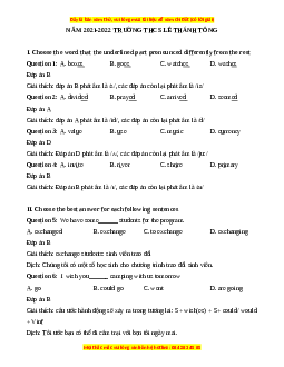 Đề thi giữa kì 1 Tiếng Anh 9 trường THCS Lê Thánh Tông