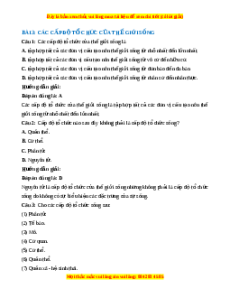 Trắc nghiệm Sinh học 10 Bài 3 Chân trời sáng tạo: Các cấp độ tổ chức của thế giới sống