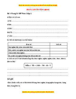 VBT Toán lớp 3 Bài 71 (Cánh diều): Luyện tập chung