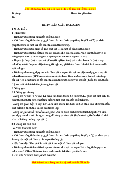 Giáo án Dẫn xuất halogen Hóa học 11 Kết nối tri thức