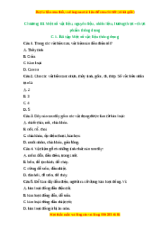 Trắc nghiệm Một số vật liệu KHTN 6 Kết nối tri thức