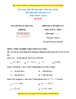 Đề thi cuối kì 1 Toán 6 Kết nối tri thức (Đề 8)