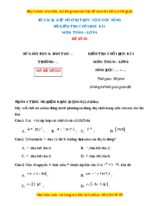 Đề thi cuối kì 1 Toán 6 Kết nối tri thức (Đề 8)