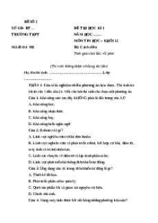 Đề thi Cuối kì 1 Tin học 12 Cánh diều (Đề 2)