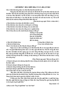 Câu hỏi ôn thi Trạng Nguyên Tiếng Việt lớp 3 Chủ điểm 7: Đọc hiểu đoạn văn, đoạn thơ