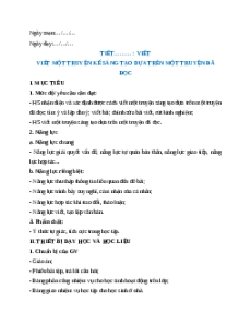 Giáo án Viết một truyện kể sáng tạo dựa trên một truyện đã đọc Ngữ Văn 9 Chân trời sáng tạo