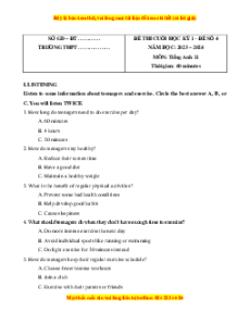 Đề thi cuối kì 1 Tiếng Anh 11 Global success (Đề 4 kèm file nghe)