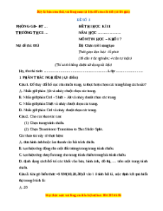 Đề thi cuối kì 2 Tin học 7 Chân trời sáng tạo (Đề 3)