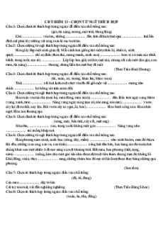 Câu hỏi ôn thi Trạng Nguyên Tiếng Việt lớp 4 Chủ điểm 13: Chọn từ ngữ thích hợp
