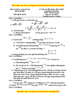 Đề thi vào 10 môn Toán tỉnh Bình Phước năm 2020