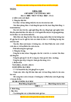 Giáo án Tiếng việt 3 Học kì 1 Chân trời sáng tạo