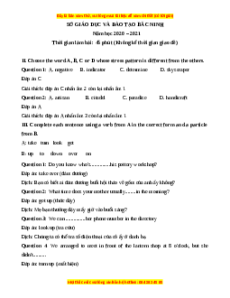 Đề thi giữa kì 1 Tiếng Anh 9 tỉnh Bắc Ninh 2020 - 2021