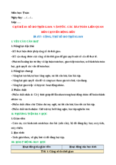 Giáo án Cộng, trừ số đo thời gian Toán lớp 5 Kết nối tri thức